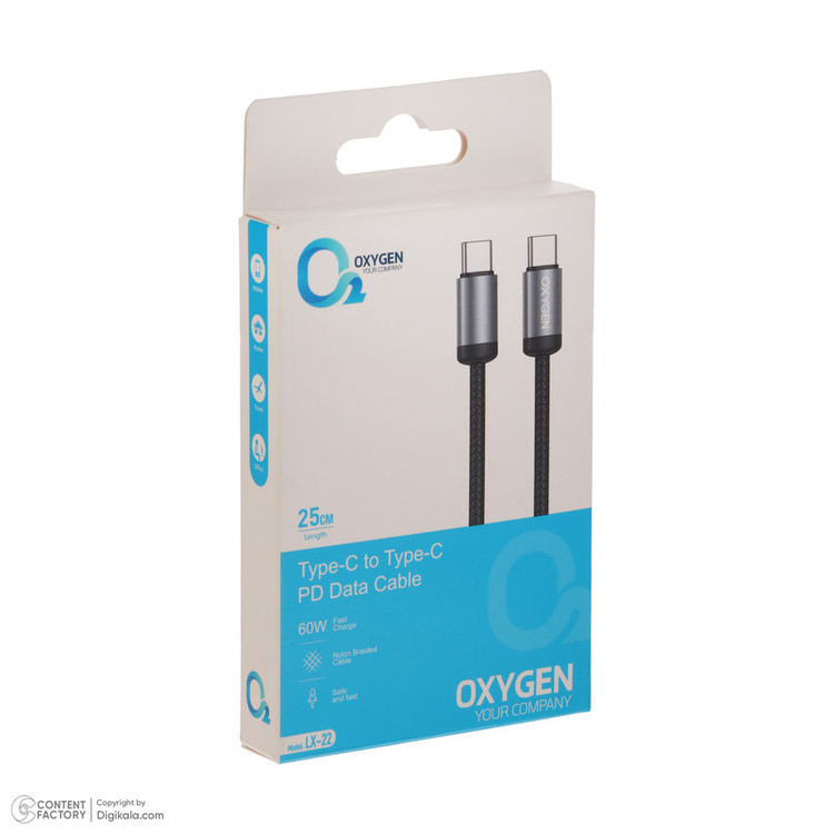 کابل تبدیل USB-C اکسیژن مدل LX-22 طول 0.25 متر