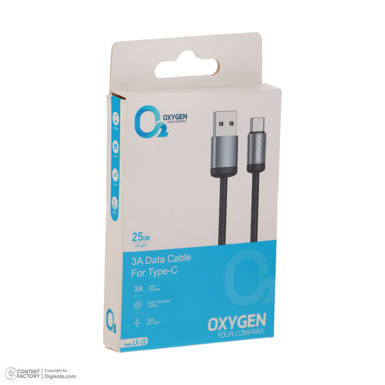 کابل تبدیل USB به USB-C اکسیژن مدل LX-22 طول 0.25 متر