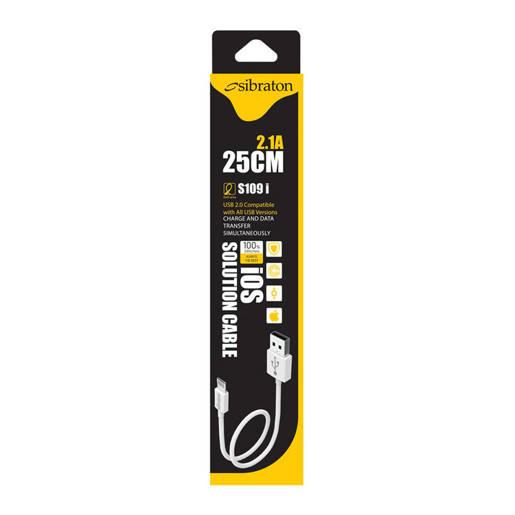 کابل تبدیل USB به لایتنینگ سیبراتون مدل S109 iطول 0.25 متر