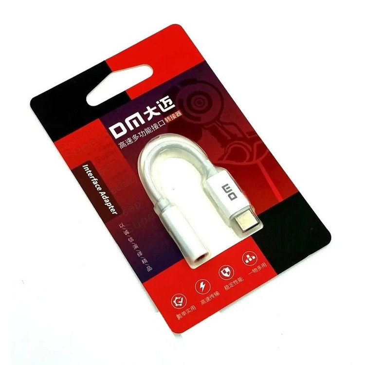 کابل تبدیل USB-C به جک 3.5 میلیمتری دی ام مدل AD026 طول 0.12 متر