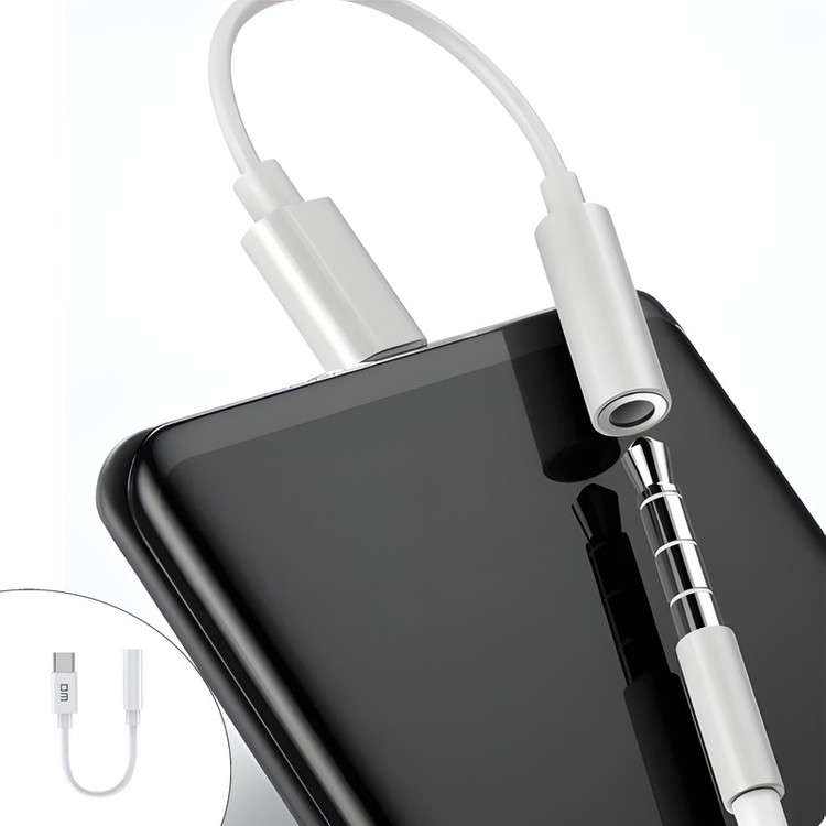 کابل تبدیل USB-C به جک 3.5 میلیمتری دی ام مدل AD026 طول 0.12 متر