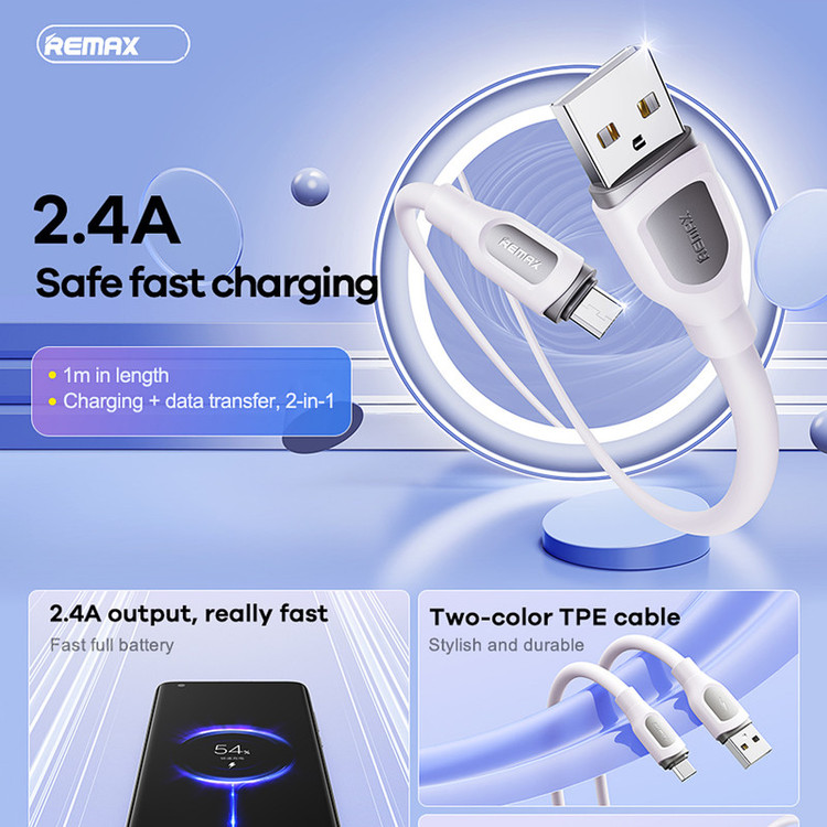 کابل تبدیل USB به USB-C ریمکس مدل Data-Charge TPE طول 1 متر