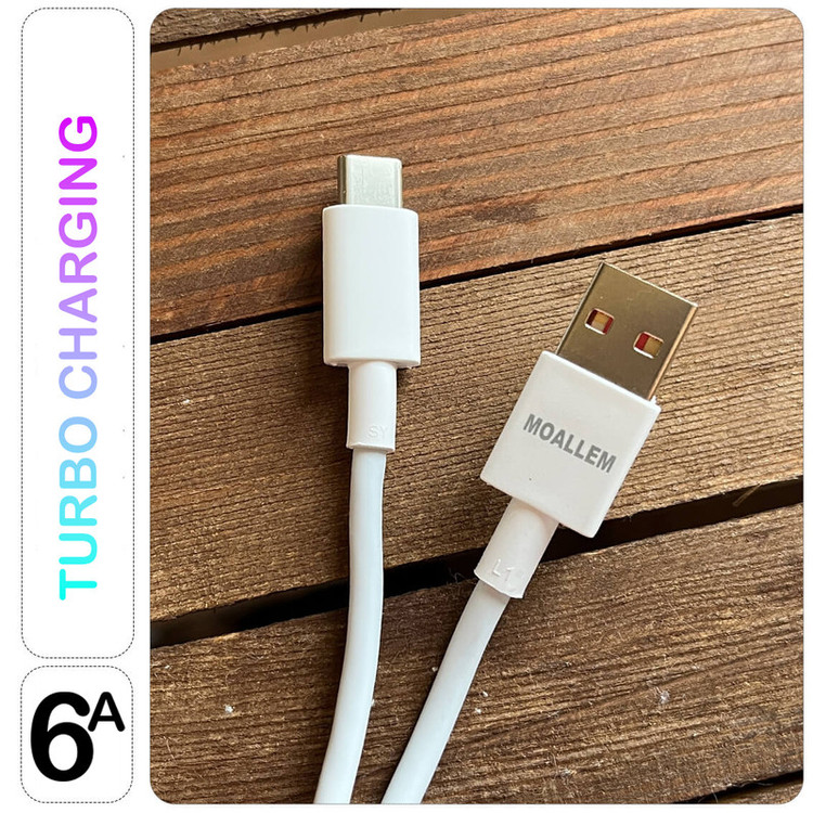 کابل تبدیل USB به USB-C معلم مدل 6A-TURBO طول 1 متر