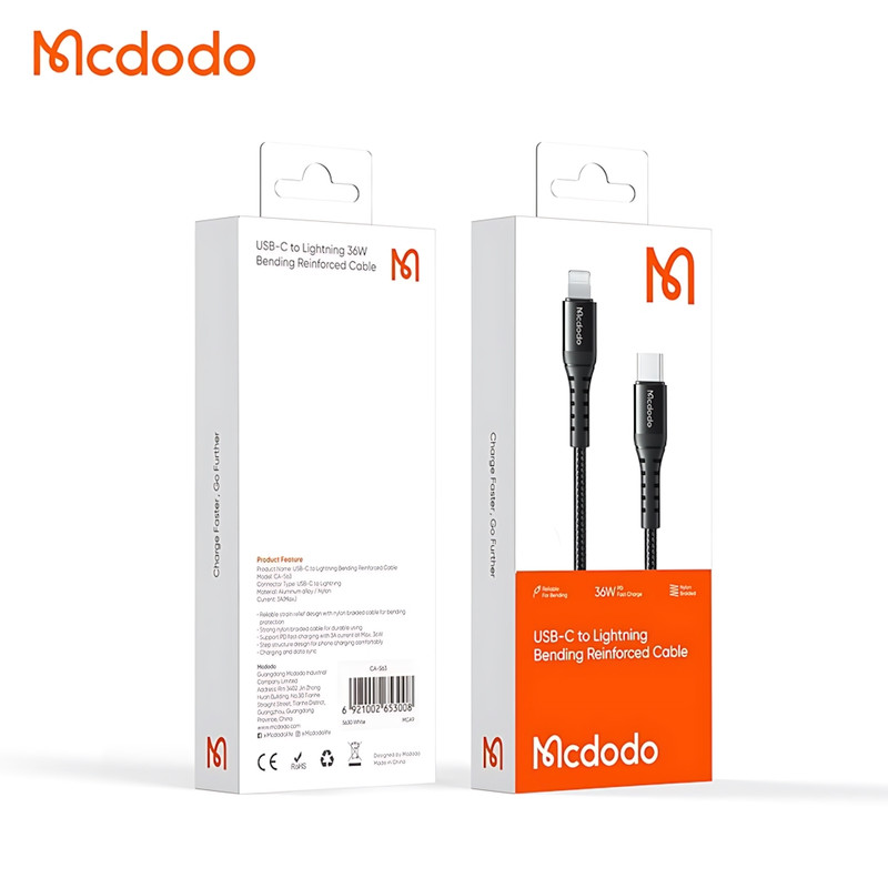 کابل تبدیل USB-C به لایتنینگ مک دودو مدل CA-563 طول 3 متر