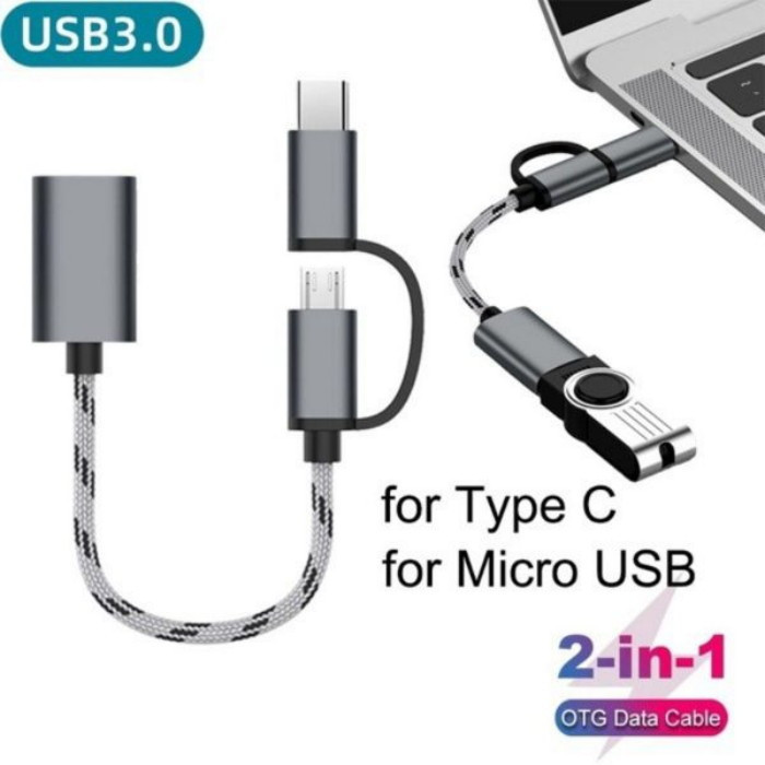 مبدل USB OTG به USB TYPE_C/microUSB مدل TWO IN ONE