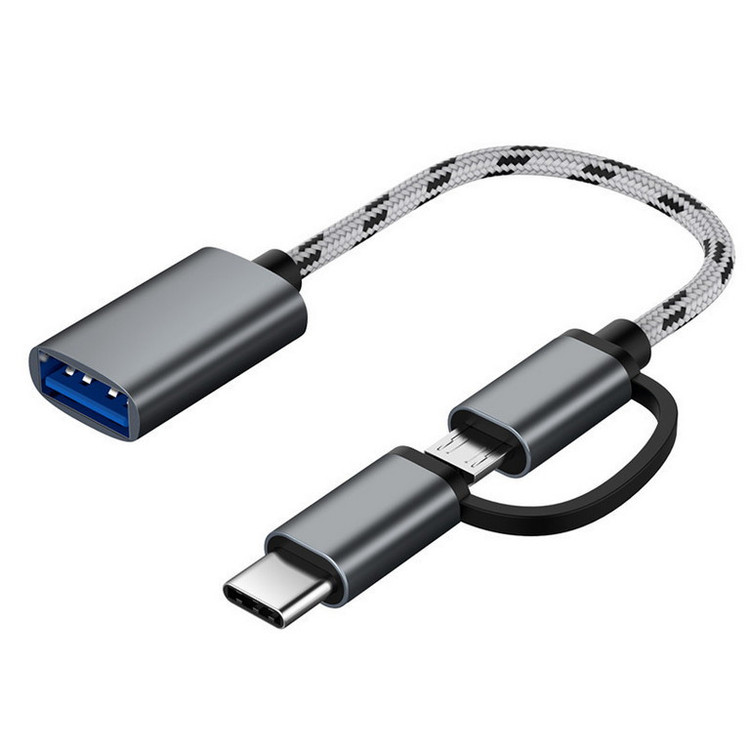 مبدل USB OTG به USB TYPE_C/microUSB مدل TWO IN ONE