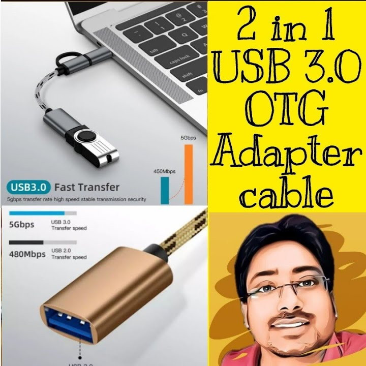 مبدل USB OTG به USB TYPE_C/microUSB مدل TWO IN ONE