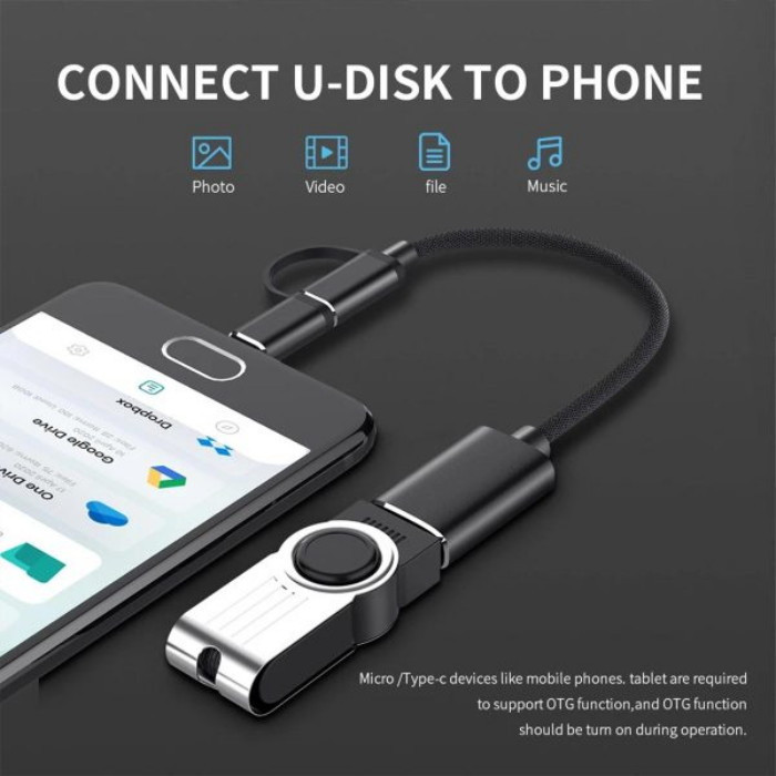 مبدل USB OTG به USB TYPE_C/microUSB مدل TWO IN ONE