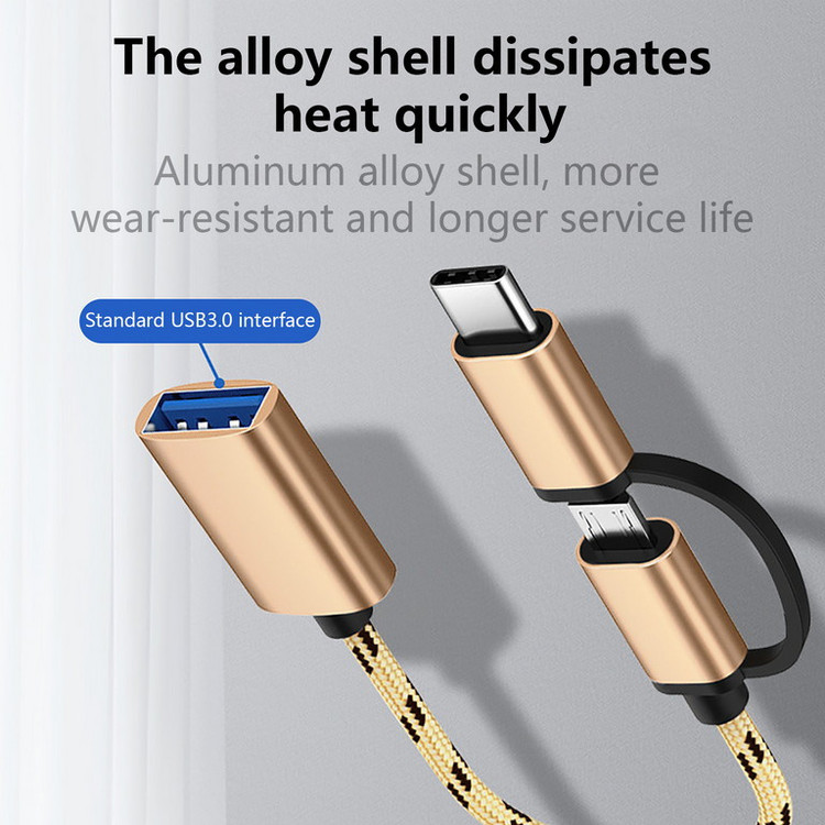 مبدل USB OTG به USB TYPE_C/microUSB مدل TWO IN ONE