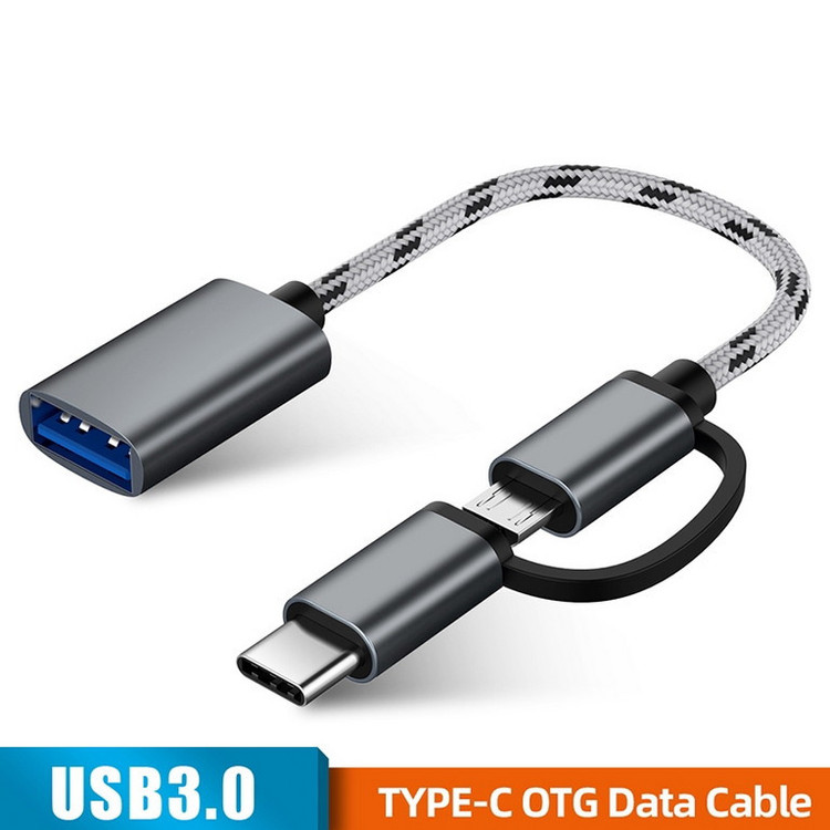 مبدل USB OTG به USB TYPE_C/microUSB مدل TWO IN ONE