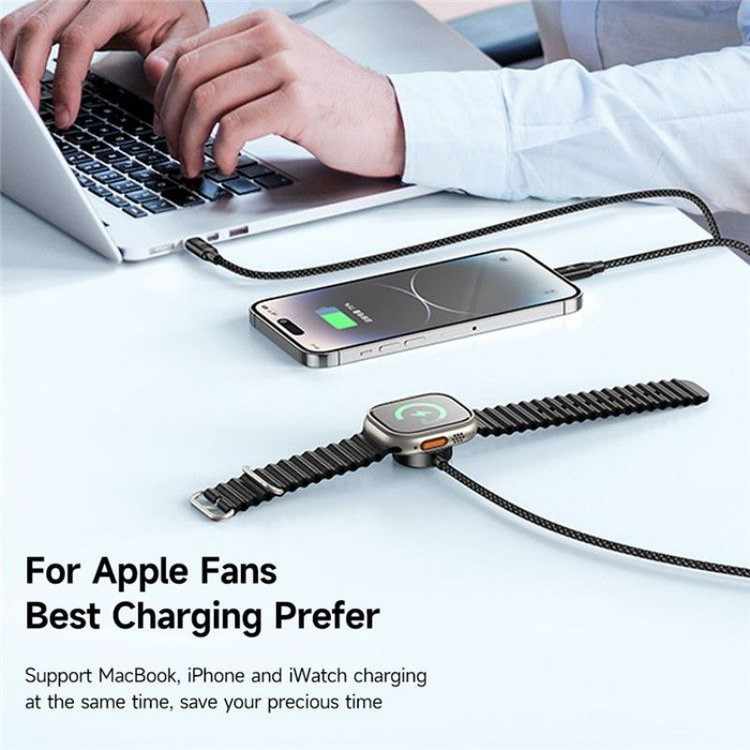 کابل تبدیل USB-C به میکرو اپل واچ/لایتنینگ/USB-C مک دودو مدل ca-4940 طول 1.2 متر