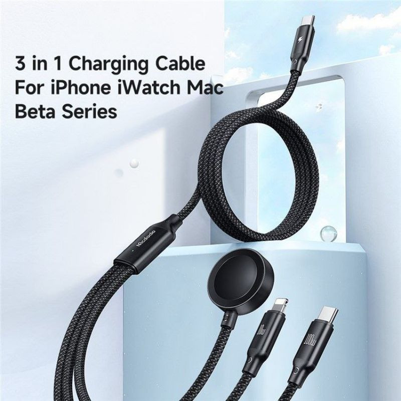 کابل تبدیل USB-C به میکرو اپل واچ/لایتنینگ/USB-C مک دودو مدل ca-4940 طول 1.2 متر