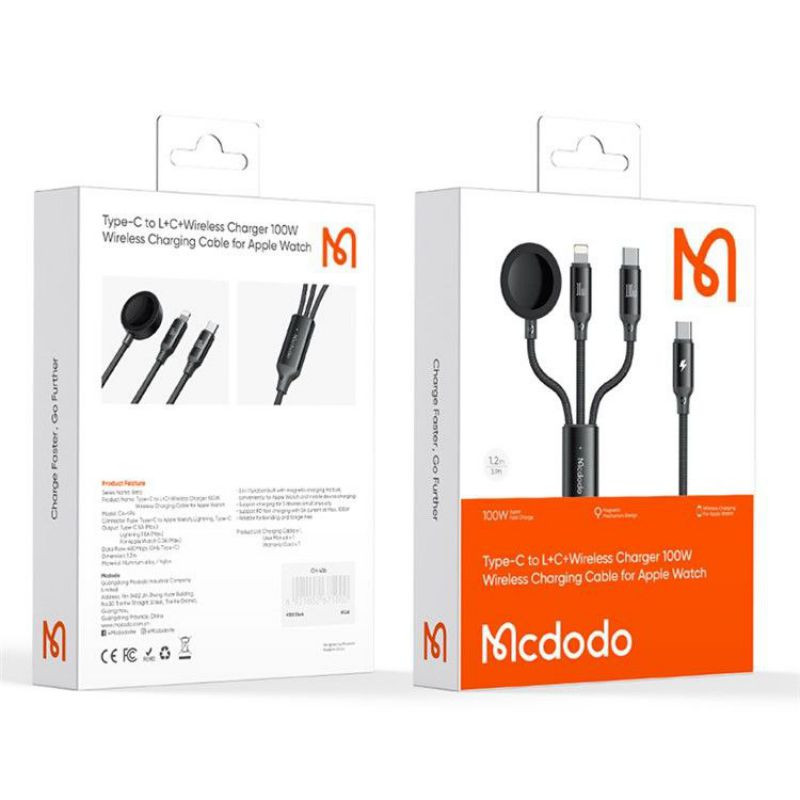 کابل تبدیل USB-C به میکرو اپل واچ/لایتنینگ/USB-C مک دودو مدل ca-4940 طول 1.2 متر