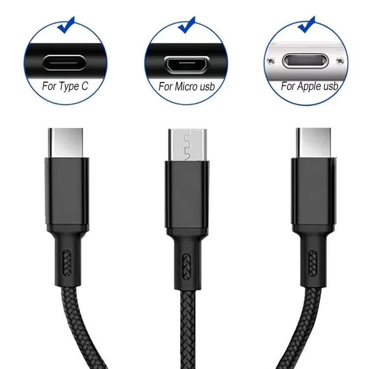 کابل تبدیل USB به microUSB / USB-C / لایتنینگ توزو مدل 3IN1 Safe طول 1.2 متر