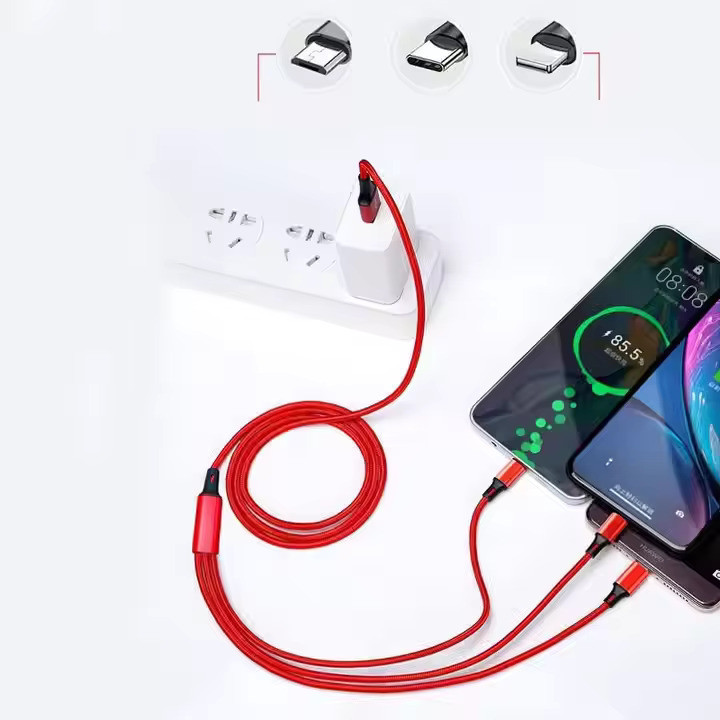 کابل تبدیل USB به microUSB / USB-C / لایتنینگ توزو مدل 3IN1 Safe طول 1.2 متر