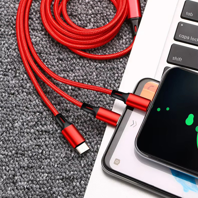 کابل تبدیل USB به microUSB / USB-C / لایتنینگ توزو مدل 3IN1 Safe طول 1.2 متر