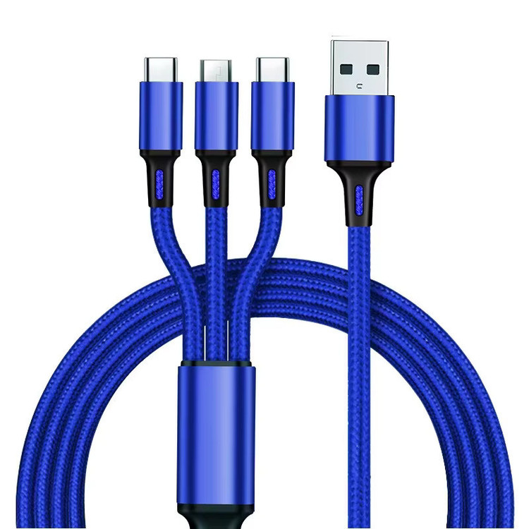 کابل تبدیل USB به microUSB / USB-C / لایتنینگ توزو مدل 3IN1 Safe طول 1.2 متر