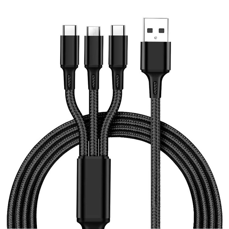 کابل تبدیل USB به microUSB / USB-C / لایتنینگ توزو مدل 3IN1 Safe طول 1.2 متر