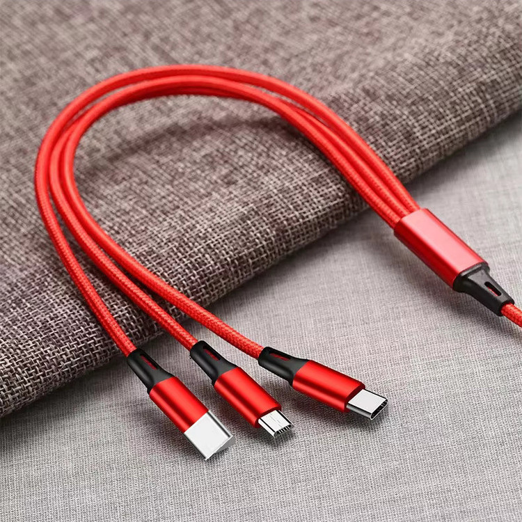 کابل تبدیل USB به microUSB / USB-C / لایتنینگ توزو مدل 3IN1 Safe طول 1.2 متر