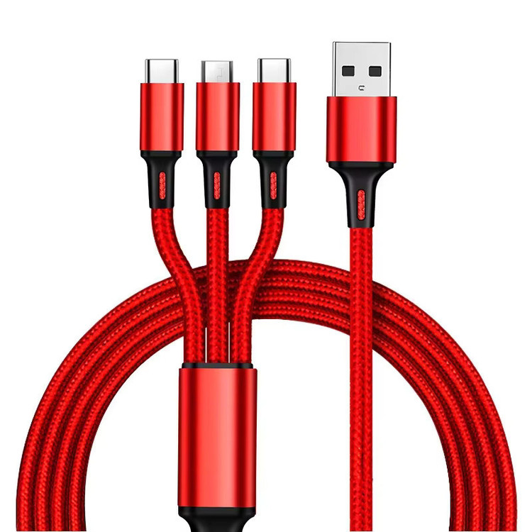کابل تبدیل USB به microUSB / USB-C / لایتنینگ توزو مدل 3IN1 Safe طول 1.2 متر