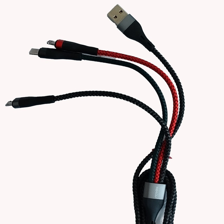 کابل تبدیل USB به microUSB/لایتنینگ/USB-C نواکس مدلL117 طول 1.2 متر