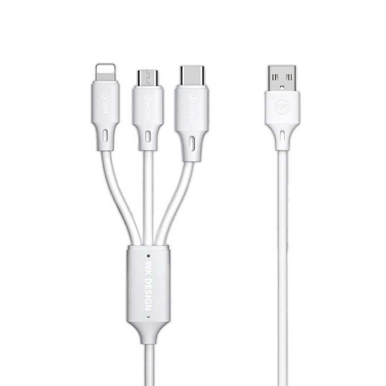 کابل تبدیل USB به Micro-USB / USB-C / لایتنینگ ویکام مدل 103 طول 1 متر