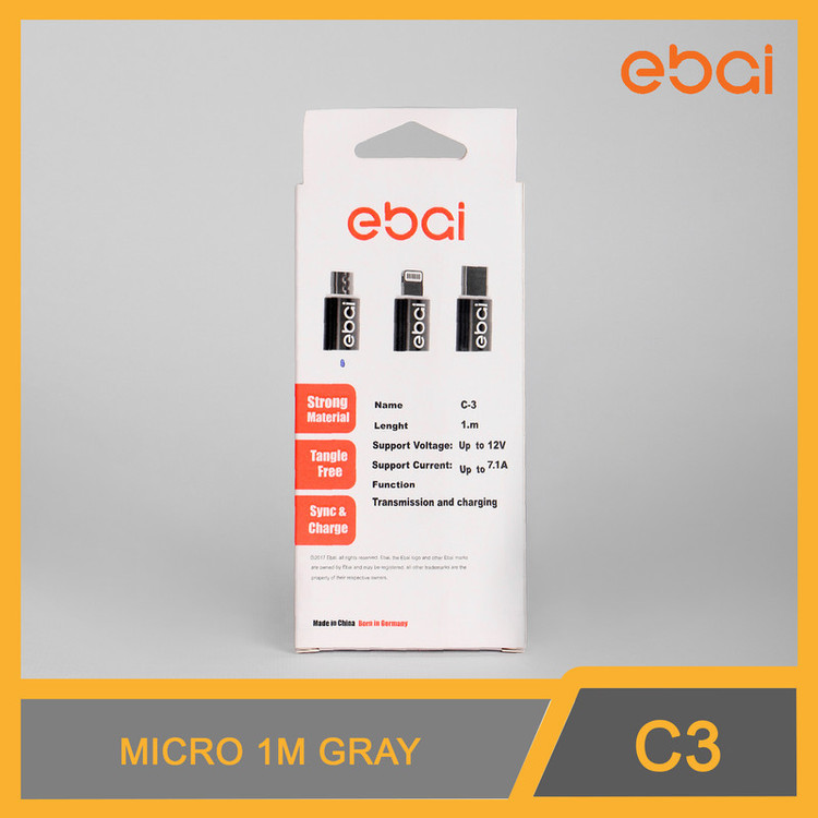 کابل تبدیل USB به MicroUSB ایبای مدل C-3 طول 1 متر