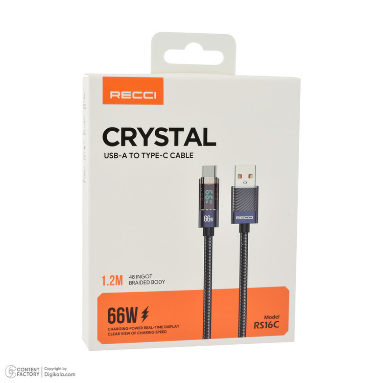 کابل تبدیل USB به USB-C رسی مدل RS16C طول 1.2 متر