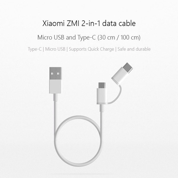کابل تبدیل USB به USB-C/Micro USB زد ام آی مدلAL511 طول 0.3 متر