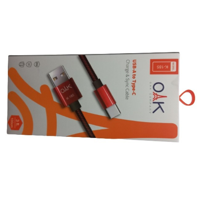 کابل تبدیل USB به USB-C او آ ک مدل K185 طول 1 متر