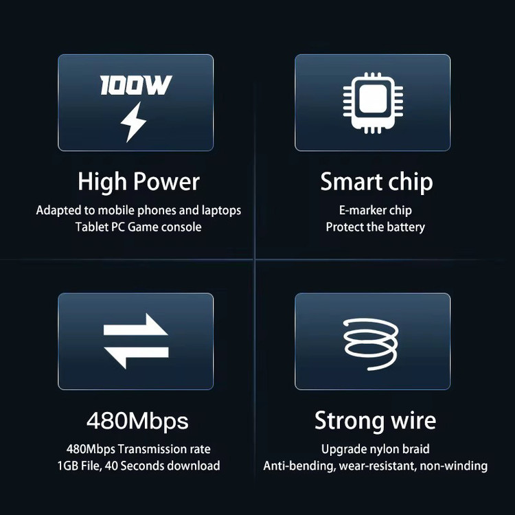 کابل تبدیل USB-C اکی یس مدل NICE DICE PD100W طول 1متر