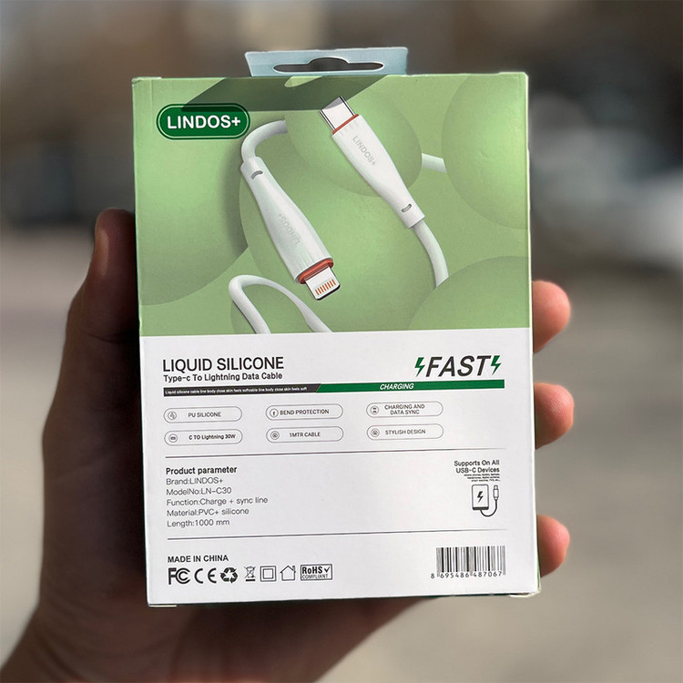 کابل تبدیل USB-C به لایتنینگ لیندو پلاس مدل iphone 12 pro max طول 1 متر