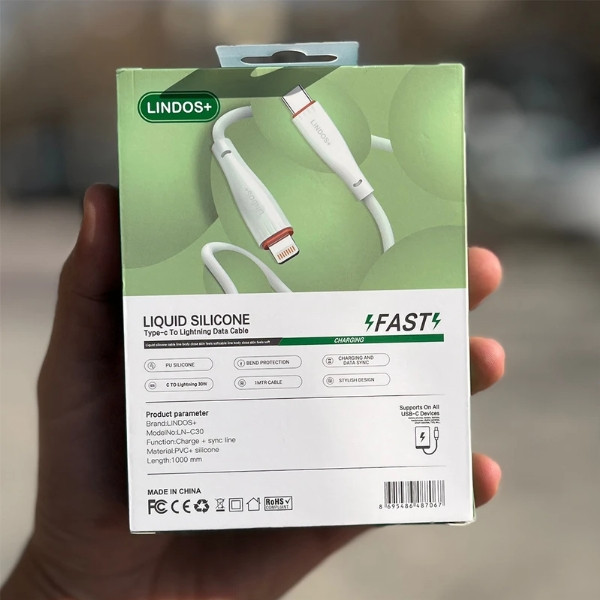 کابل تبدیل USB-C به لایتنینگ لیندو پلاس مدل iphone 13 pro max طول یک متر