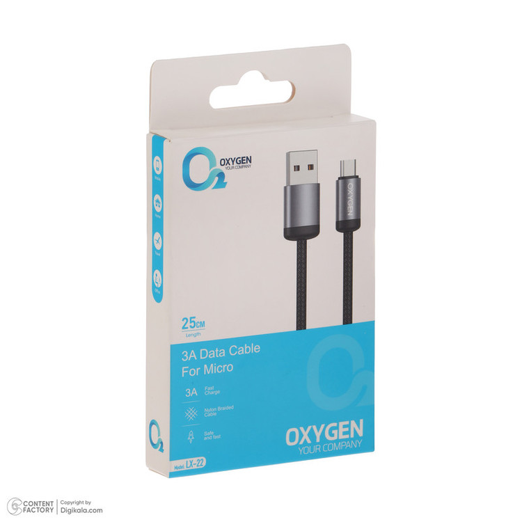 کابل تبدیل USB-A به MicroUSB اکسیژن مدل LX-22 طول 0.25 متر