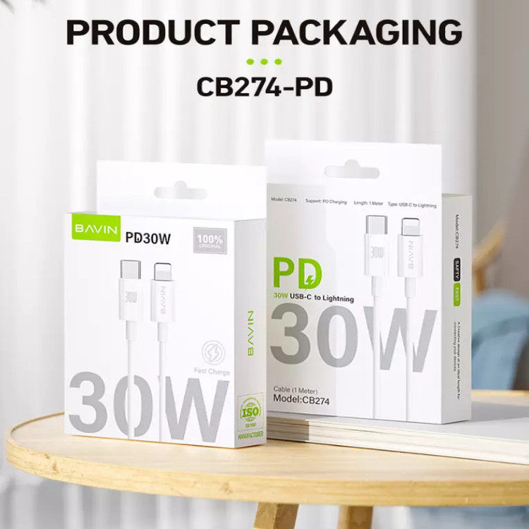کابل تبدیل لایتنینگ به USB-C باوین مدل CB_274 طول 1متر
