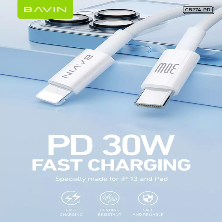 کابل تبدیل لایتنینگ به USB-C باوین مدل CB_274 طول 1متر