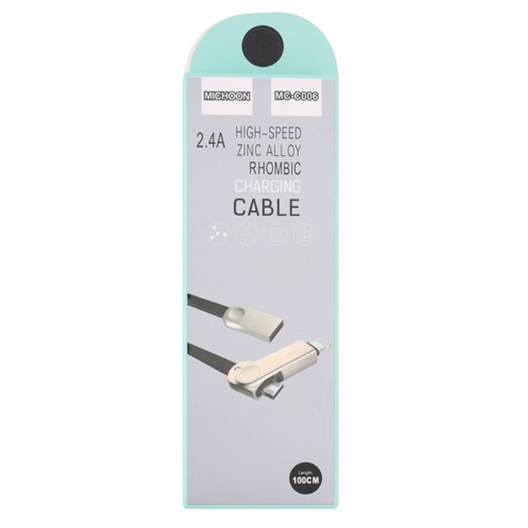 کابل تبدیل USB به microUSB و لایتنینگ میچون مدل mc-c006 طول 1 متر