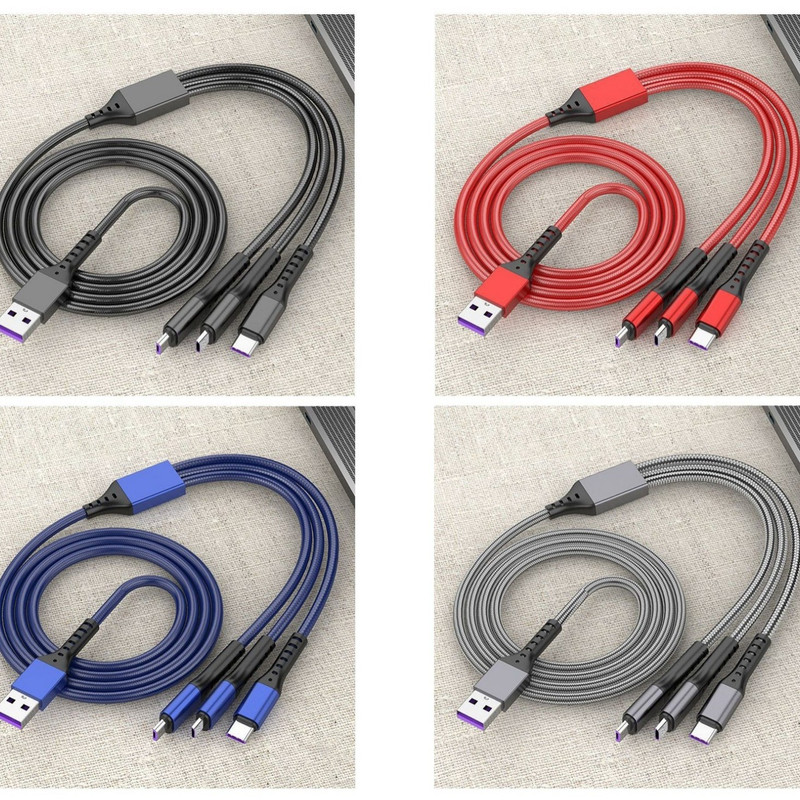 کابل تبدیل USB به micro USB/لایتنینگ/USB-C مدل XKS طول 1.2 متر