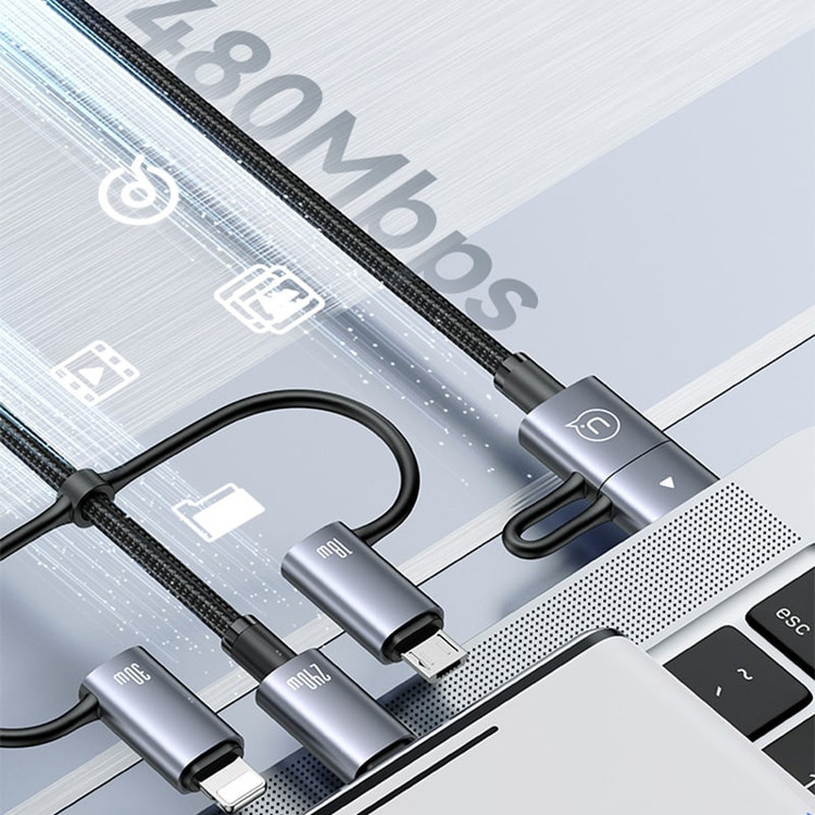 کابل تبدیل usb / usb-c به usb-c / micro usb / لایتنینگ مدل sj738 طول 120