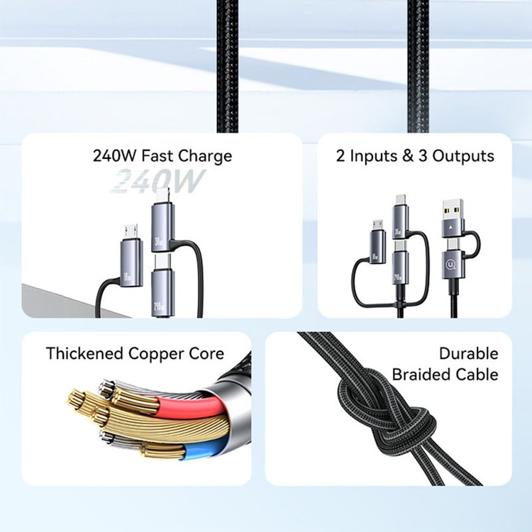 کابل تبدیل usb / usb-c به usb-c / micro usb / لایتنینگ مدل sj738 طول 120