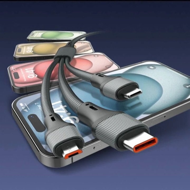 کابل تبدیل USB به لایتنینگ /USB/MicroUSB الدینو مدل LC97U به طول 1.2 متر