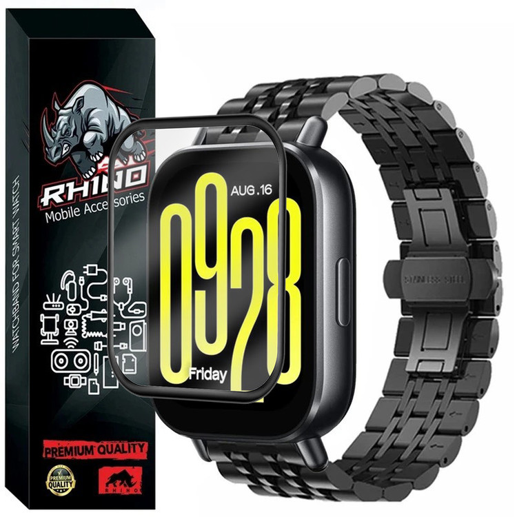 محافظ صفحه نمایش راینو مدل PMA-7BID مناسب برای ساعت هوشمند شیائومی Redmi Watch 5 Active به همراه بند