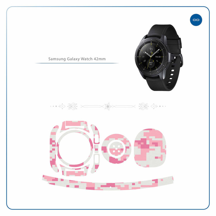 برچسب ماهوت طرح Army-Pink-pixel مناسب برای ساعت هوشمند سامسونگ Galaxy Watch 42mm
