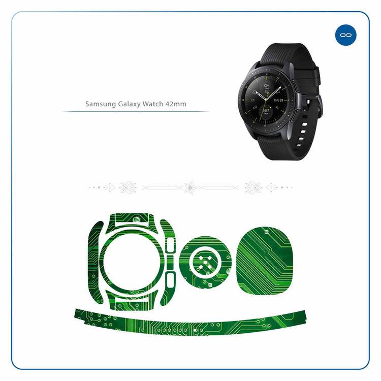 برچسب ماهوت طرح Green-Printed-Circuit-Board مناسب برای ساعت هوشمند سامسونگ Galaxy Watch 42mm