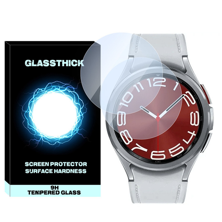 محافظ صفحه نمایش شیشهای گلستیک مدل SH-GL مناسب برای ساعت هوشمند سامسونگ Galaxy watch 6 Classic 47mm بسته دو عددی