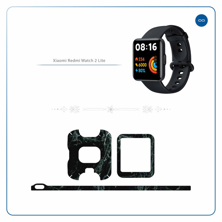 برچسب ماهوت طرح Graphite_Green_Marble مناسب برای ساعت هوشمند شیائومی Redmi Watch 2 Lite