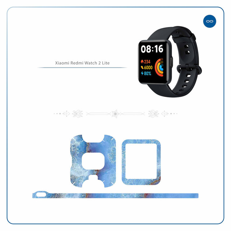 برچسب ماهوت طرح Blue_Ocean_Marble مناسب برای ساعت هوشمند شیائومی Redmi Watch 2 Lite