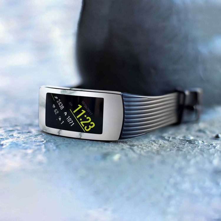 برچسب ماهوت طرح Blanco-Smoke-Marble مناسب برای ساعت هوشمند سامسونگ Galaxy Gear Fit 2 Pro