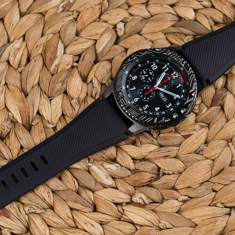 برچسب ماهوت طرح Black-Printed-Circuit-Board مناسب برای ساعت هوشمند سامسونگ Galaxy Gear S3 Frontier