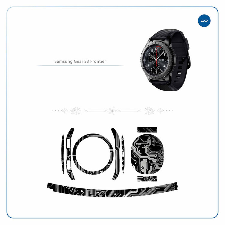 برچسب ماهوت طرح Black-Printed-Circuit-Board مناسب برای ساعت هوشمند سامسونگ Galaxy Gear S3 Frontier